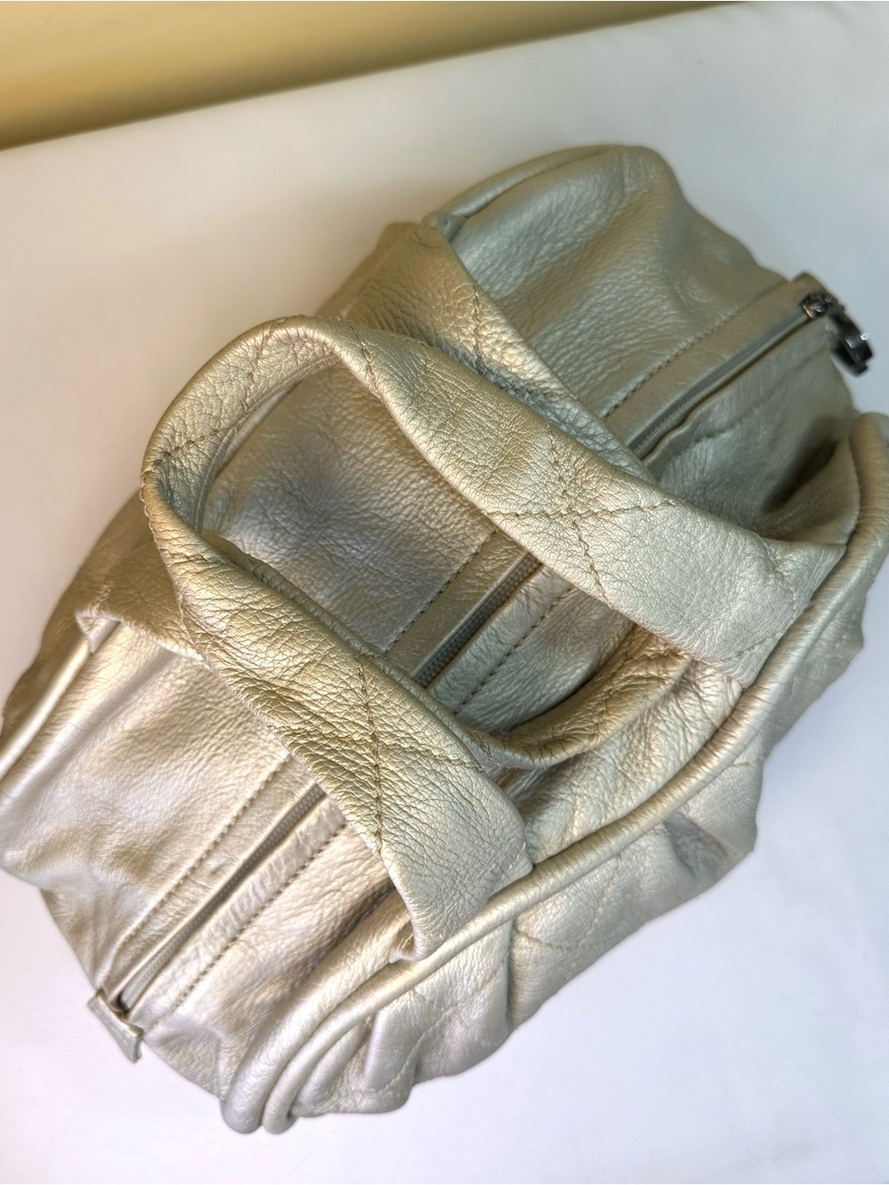 CHANEL Le Marais Quilted Metallic Champagne Leather #10 2005-6 France COA - Picture 11 of 15